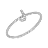 0.03ct 14k White Gold Diamond Lady's Ring - Letter J